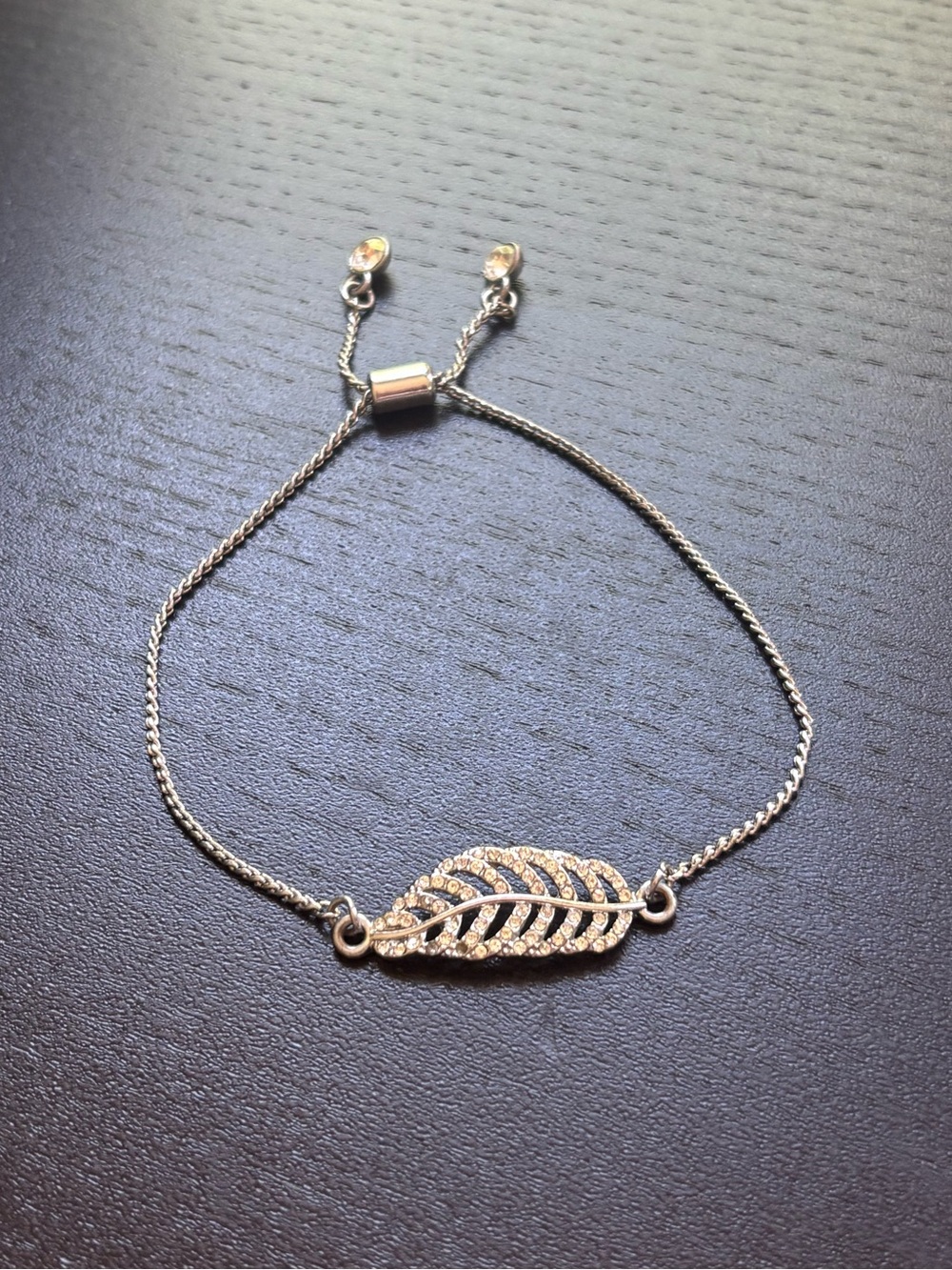 silver adjustable feather / leaf bracelet